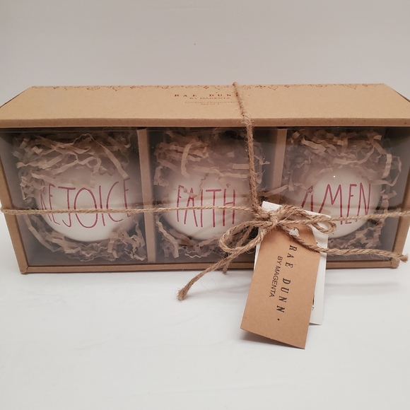 Rae Dunn Ceramic Christmas Ornaments, Rejoice, Faith, Amen, Eat, Drink, Be Merry - Picture 3 of 3